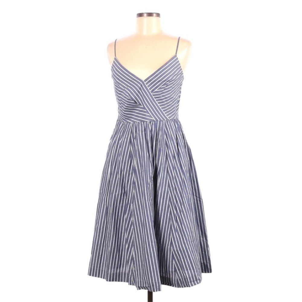 J. Crew NWT blue stripes fit & flare midi dress, 6